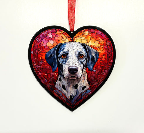 Dalmatian Stained Glass Effect Heart Suncatcher